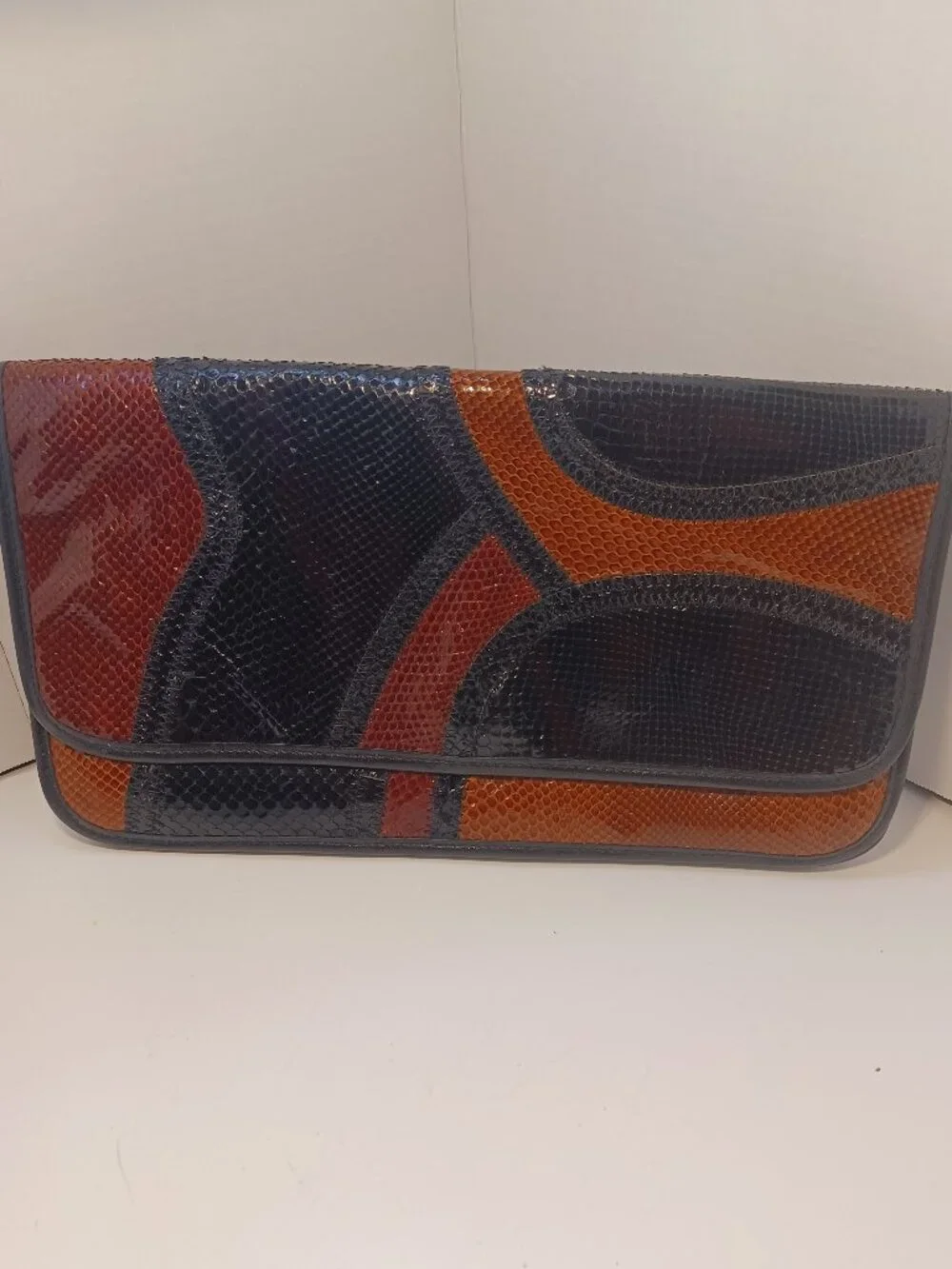 Vintage Saks Fifth Ave Cuero De Vaca Argentina Patchwork Leather Clutch #1324